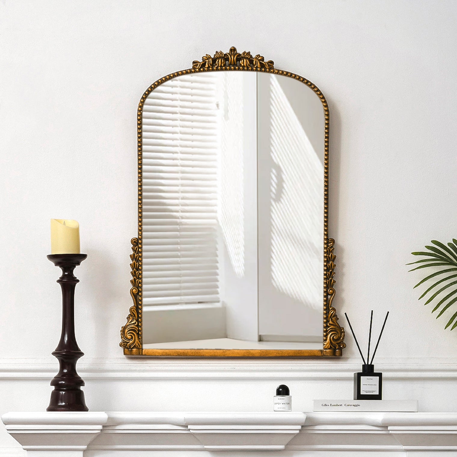 Specchio Rotondo con Doppia Cornice Bubble in Metallo Colore Oro