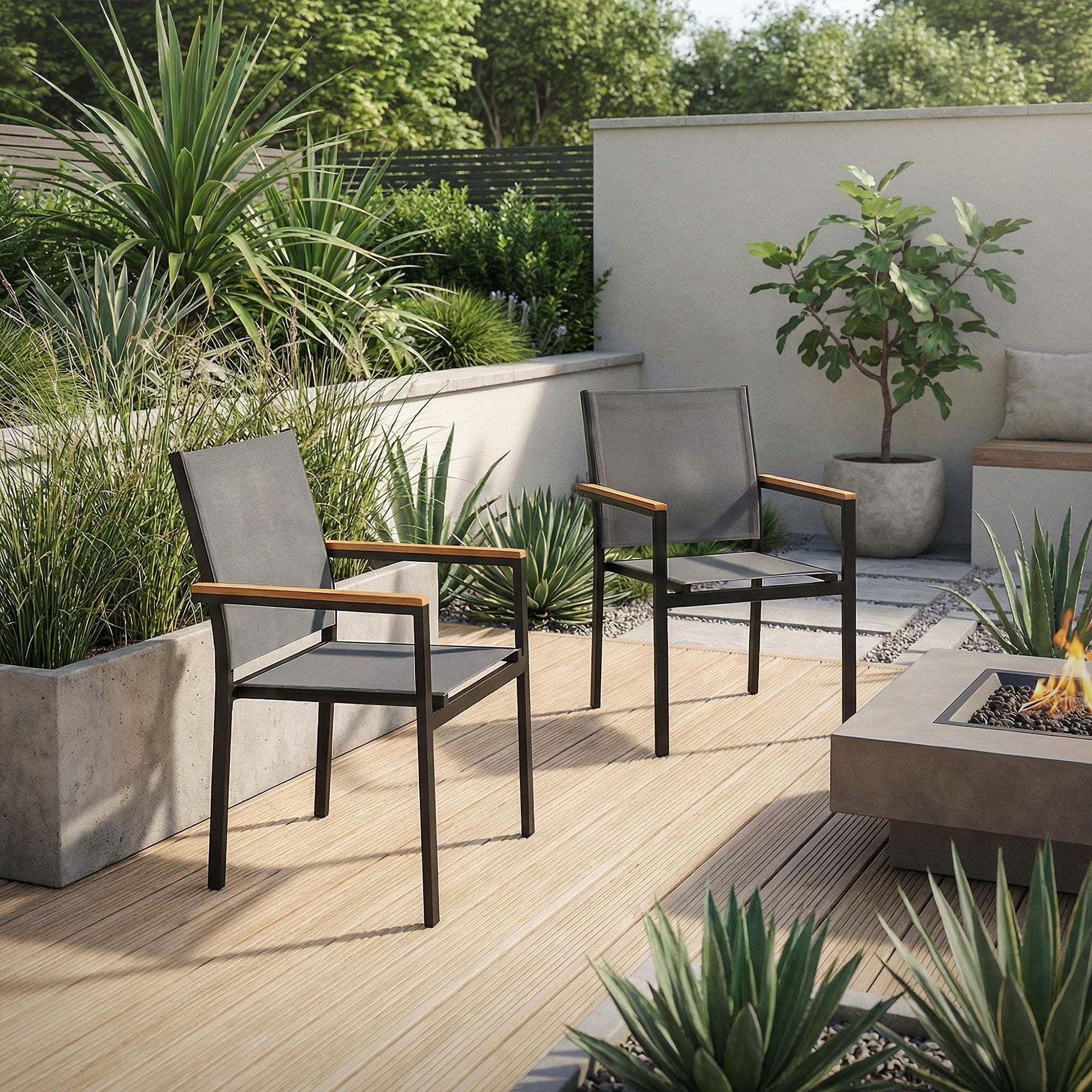 Lot de 6 Chaise de jardin sans coussin en Aluminium Gris - 7