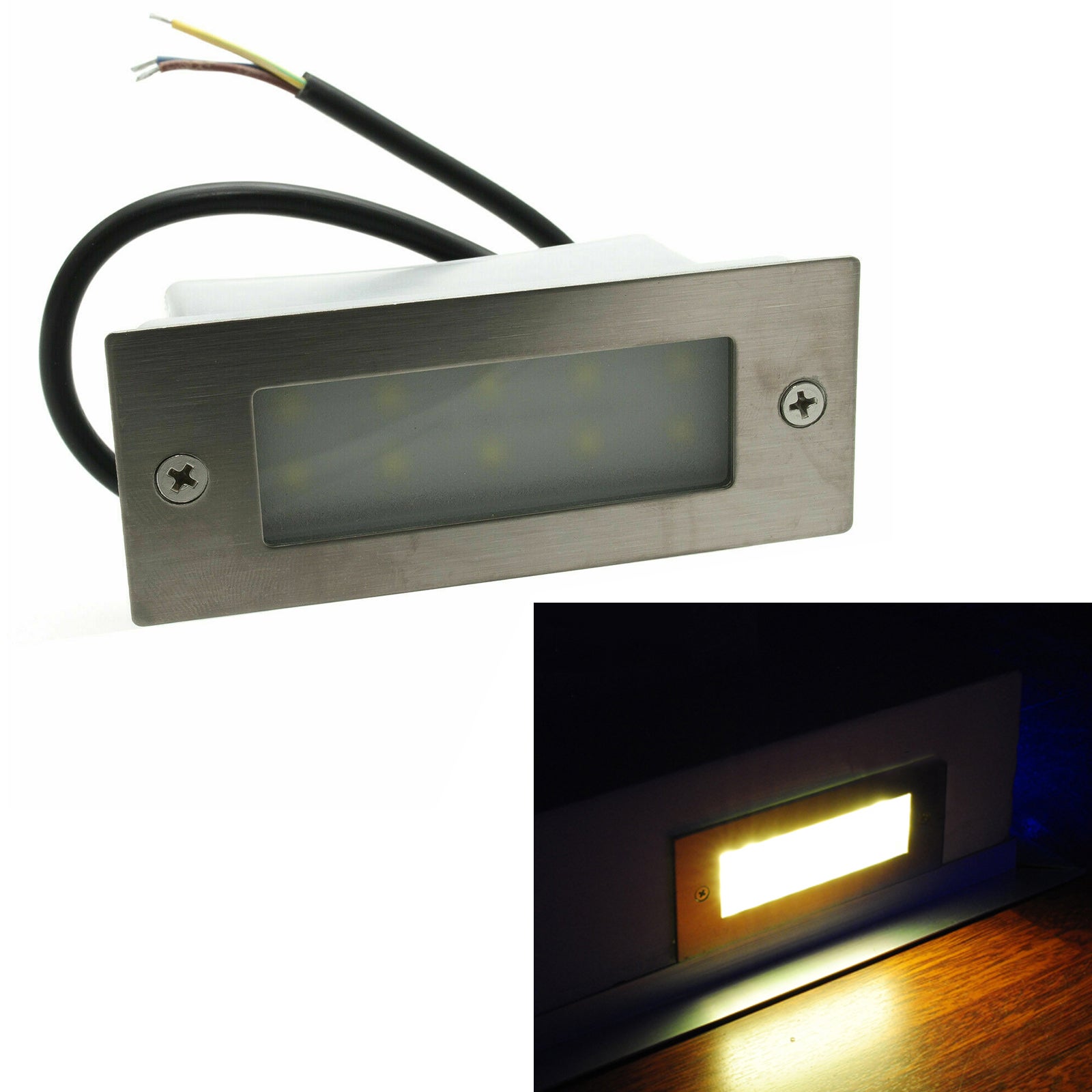 Foco empotrable rectangular LED paso marca 3W luz cálida pared pared ...