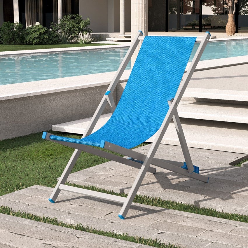 4 chaises de plage pliantes réglables en aluminium Riccione Gold - 2