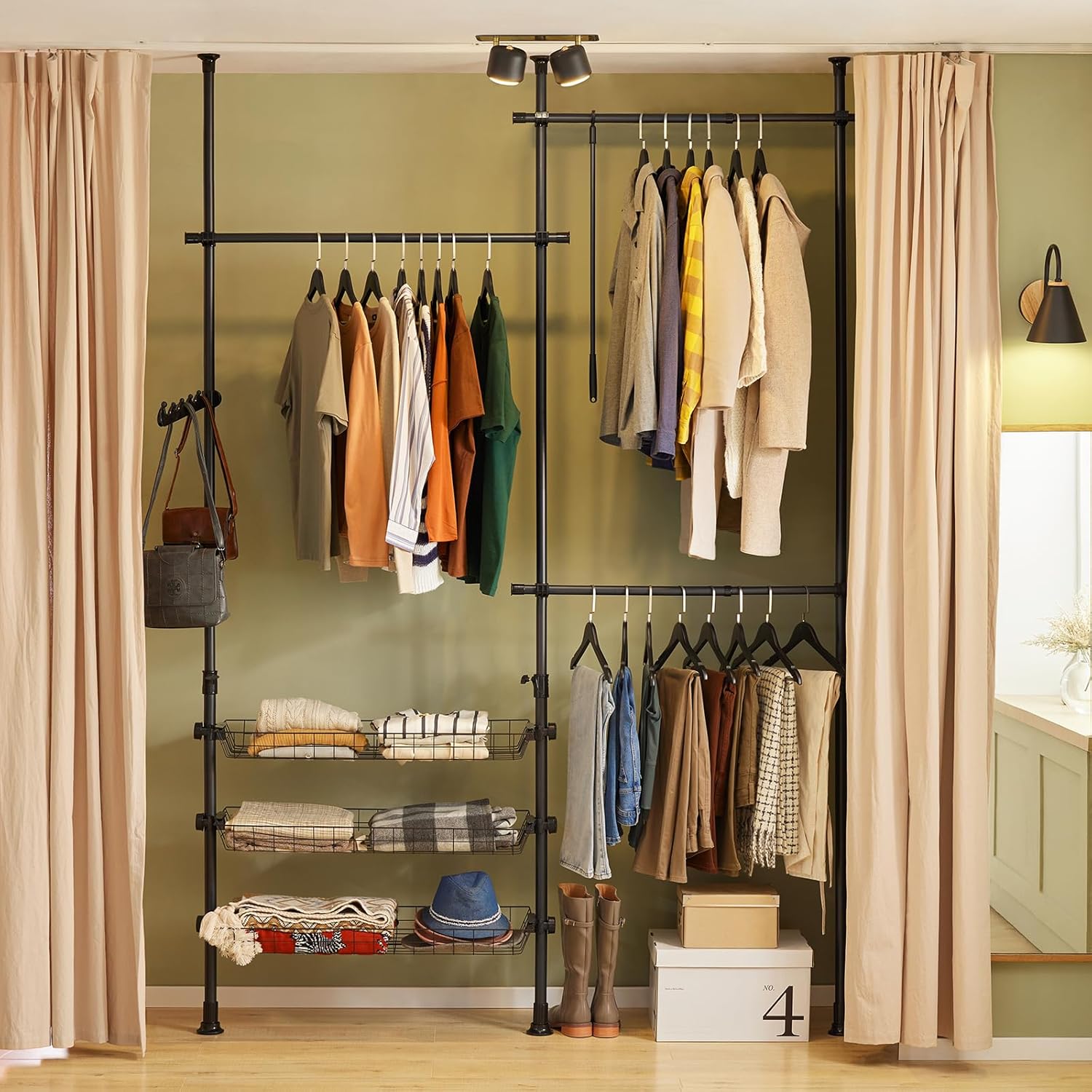 SoBuy FRG34-SCH Penderie Garde-Robe, Portant de vêtement Barres