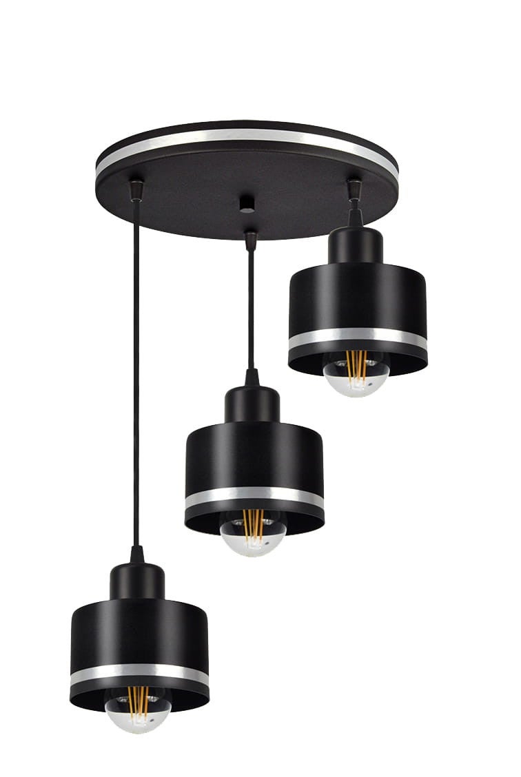Lampa wisząca Wama czarno-srebrna 3xE27x40W wym: 100 x 37 x 37 cm metal Candellux