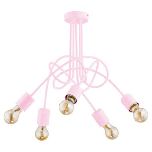 Lampa sufitowa wisząca Tango różowa 5xE27x15W dziecięca wym: 41 x 50 x 50 cm metal Alfa