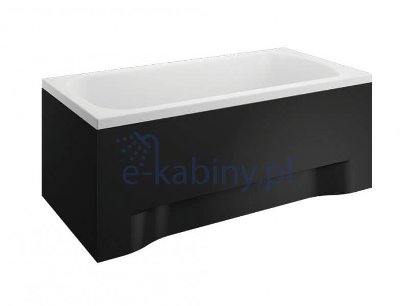 Baignoire rectangulaire + tablier noir-mat + repose tête - OPTIMA - 140 x 70 - 2