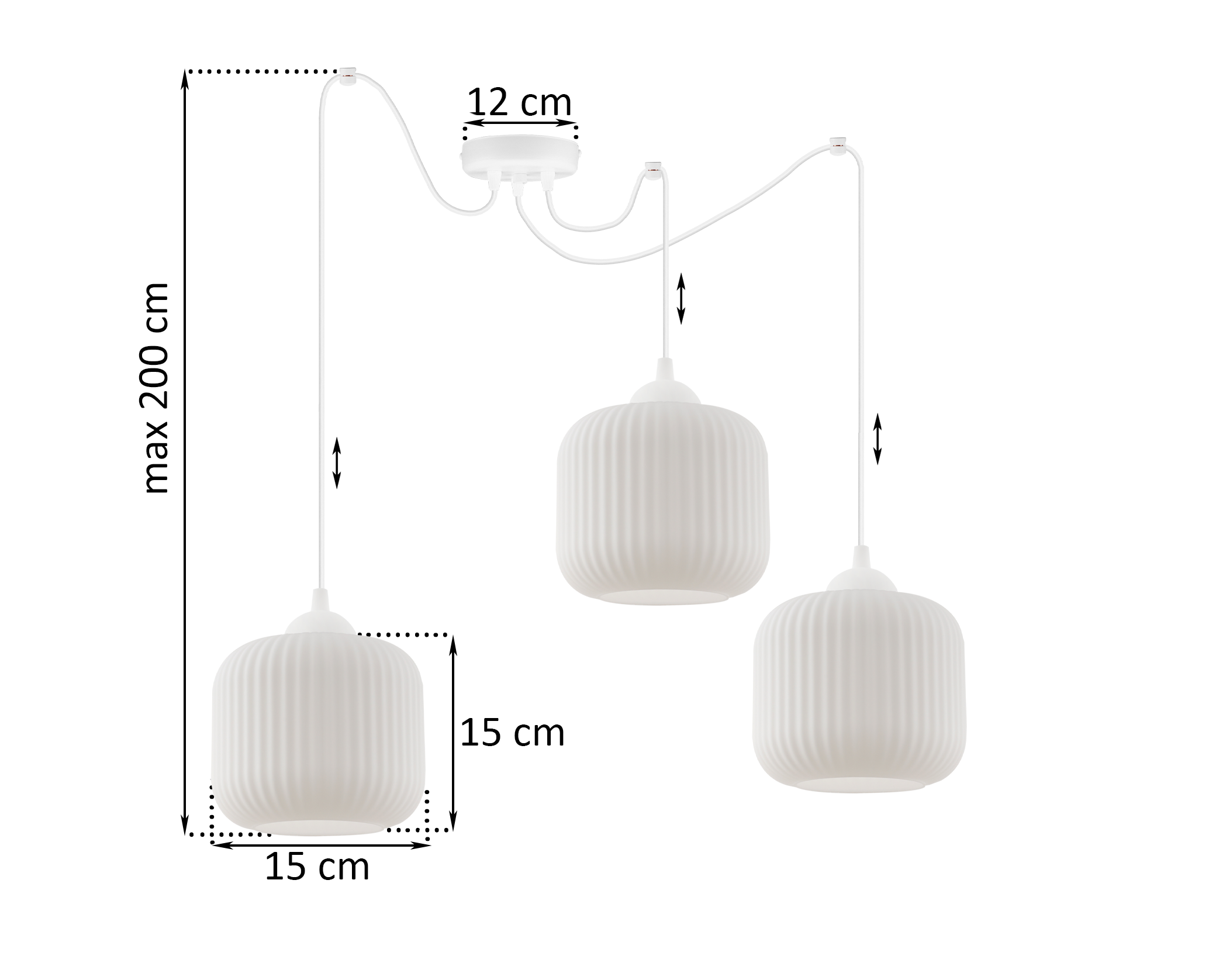 Lampa sufitowa wisząca Riffle Pająk loft 3xE27 klosz walec biały Light Home LH - 6