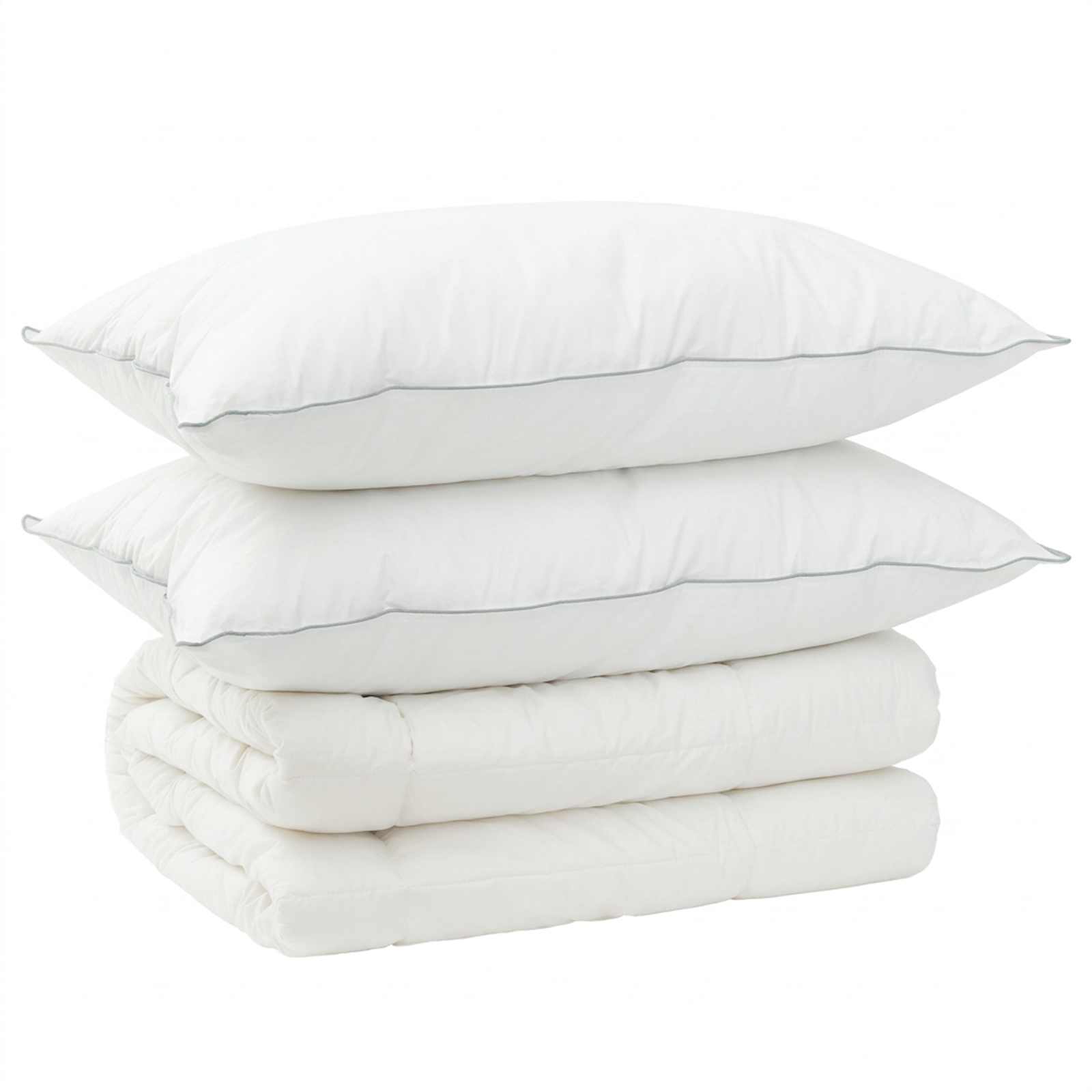 Couette et 2 oreillers 4 saisons - Coton et laine - Blanc - 200x220cm ...