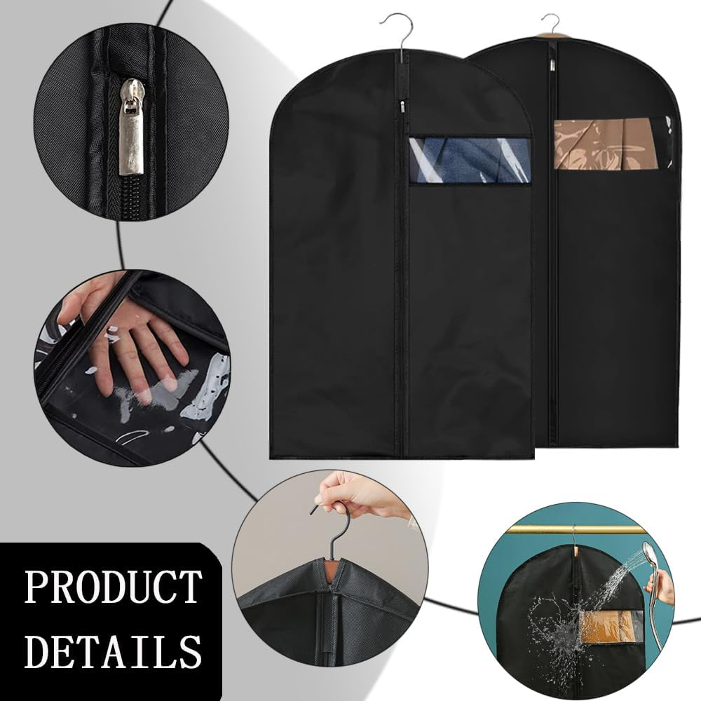 Lot 3 Housses Vêtements 60x100 Cm - Protection Anti-Poussière Imperméable Zip + Fenêtre Transparent + Bonus Sac Chaussures
