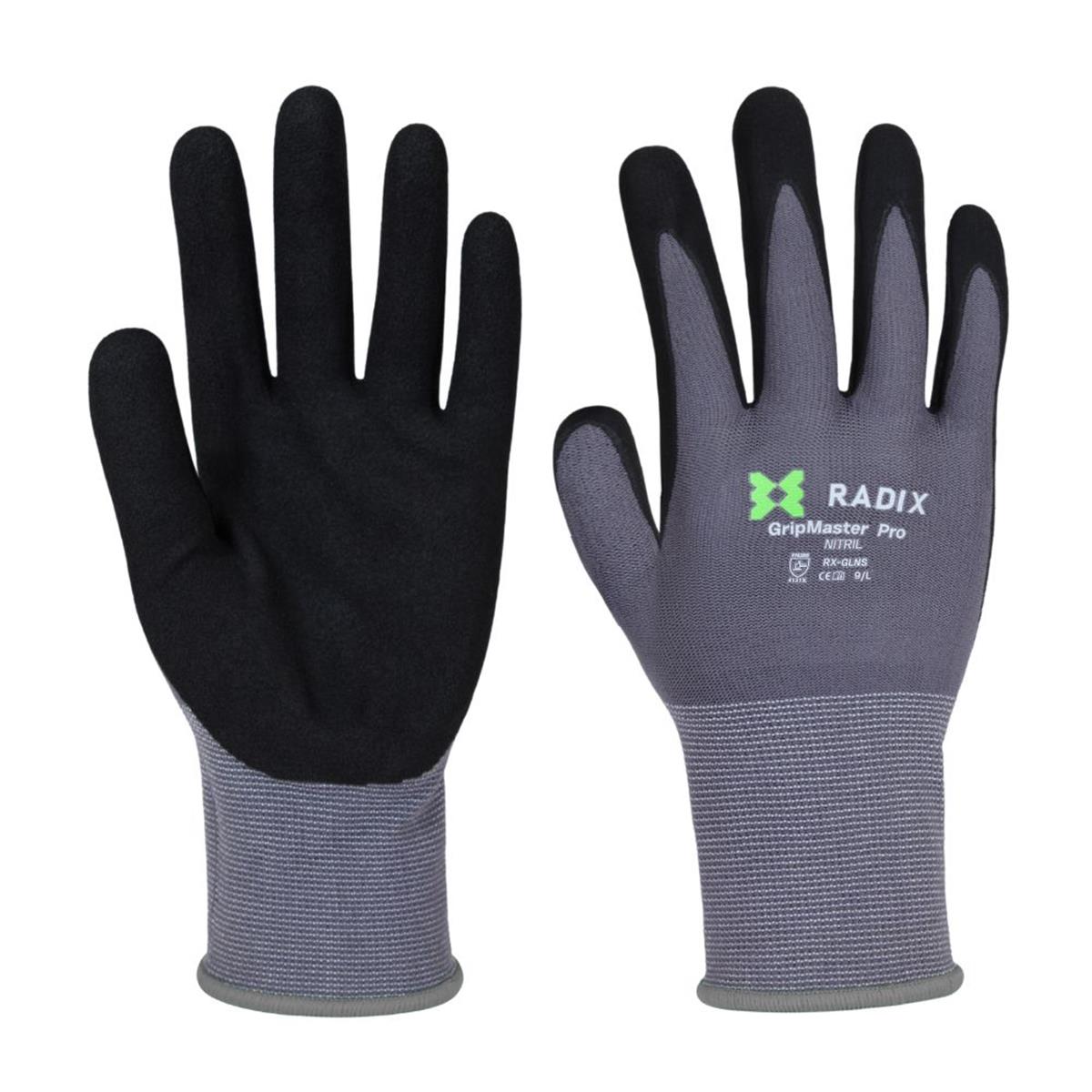 Gants de travail - Radix - GripMaster Pro - Nitrile mousse noir/gris - Taille M9 / M - 2