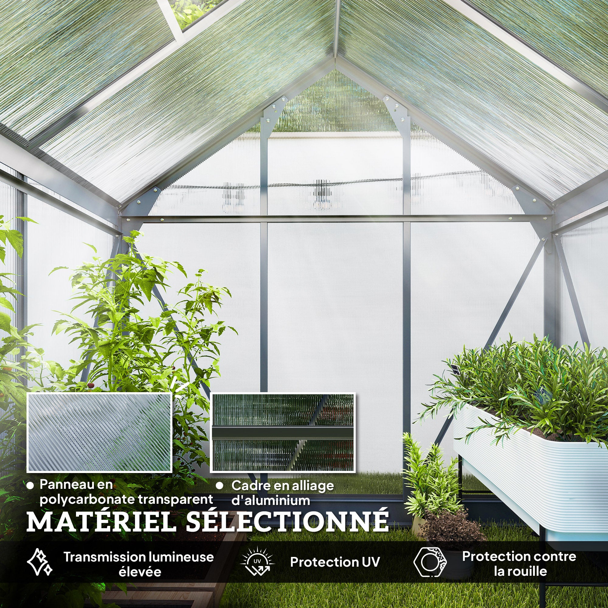 Serre de jardin polycarbonate Polycarbonate Outsunny - 5