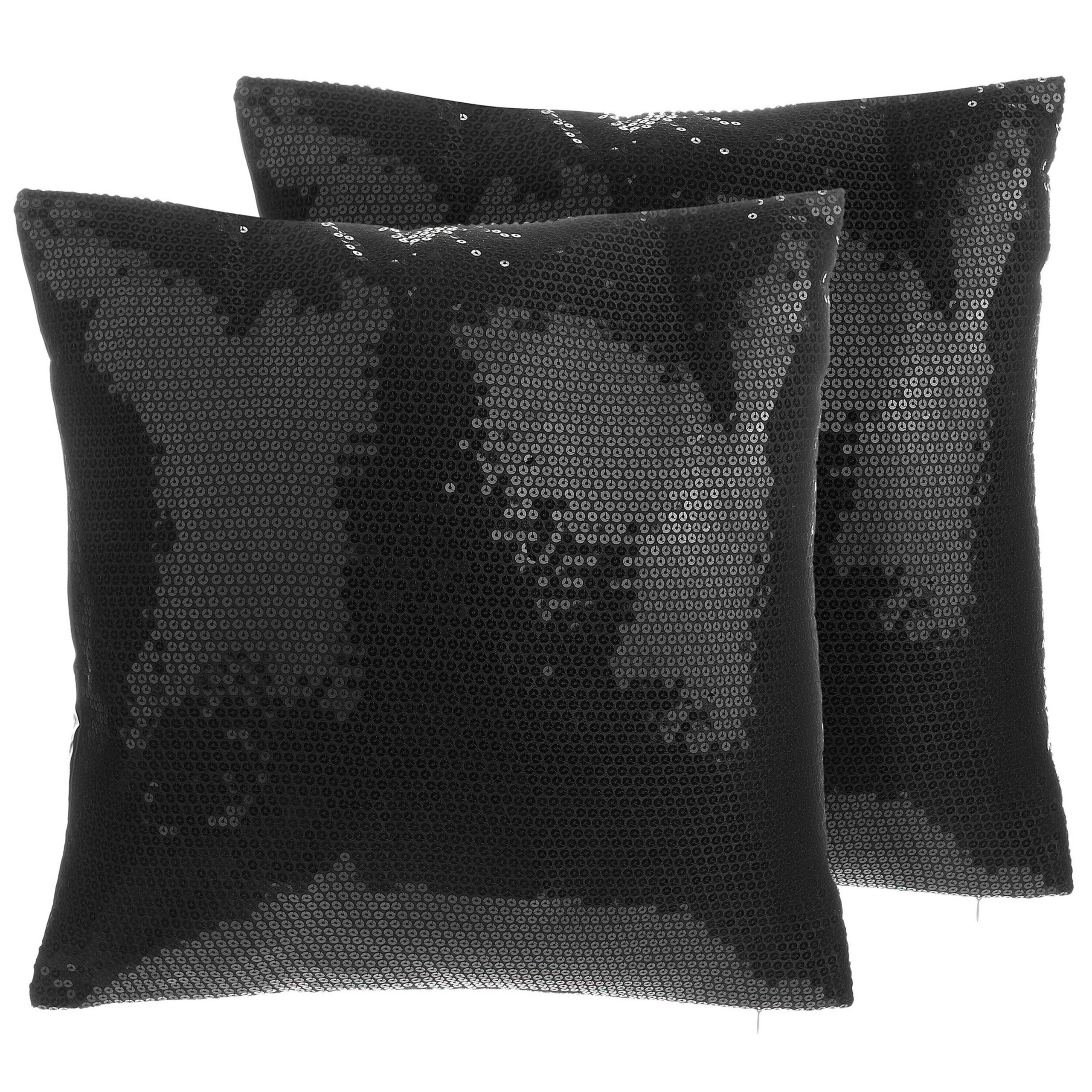 Beliani conjunto de 2 cojines aster 45 x 45 cm liso negro