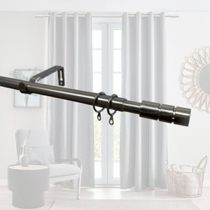 Relaxdays Tringle à Rideau Extensible 110-200 Cm – Noire, Sans Perçage, Tension, Douche/Fenêtre/Vêtements