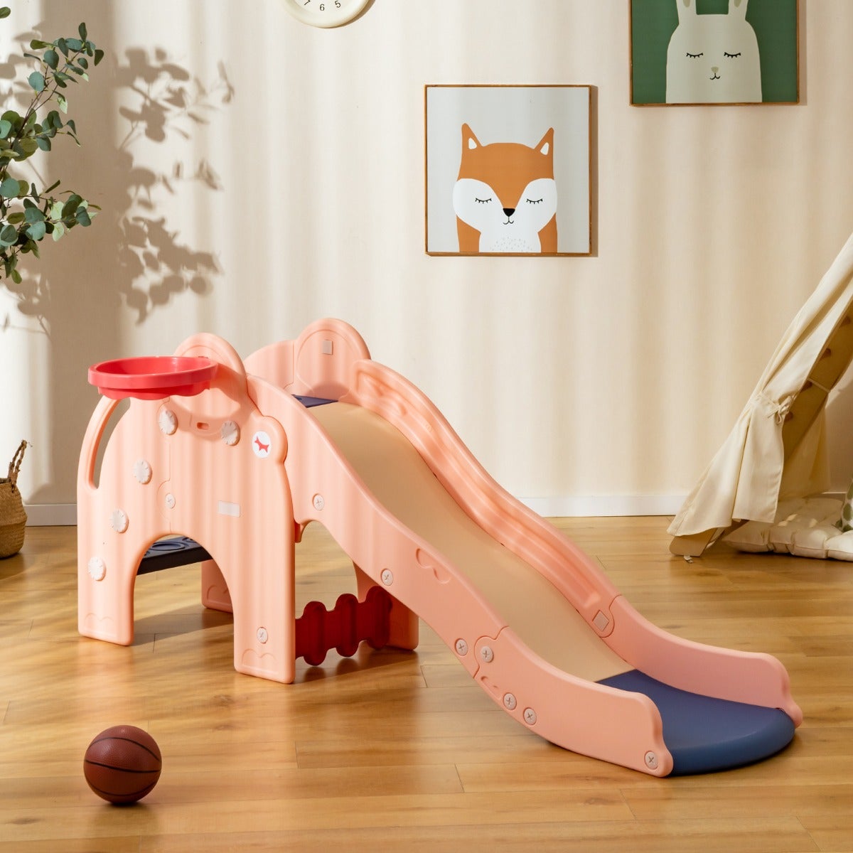 Toboggan Éléphant avec panier de basketball - Dolu Elephant Slide - D3 Toys ! Le Toboggan Éléphant avec panier de basketball - Dolu Elephant Slide - D3 Toys ! Le