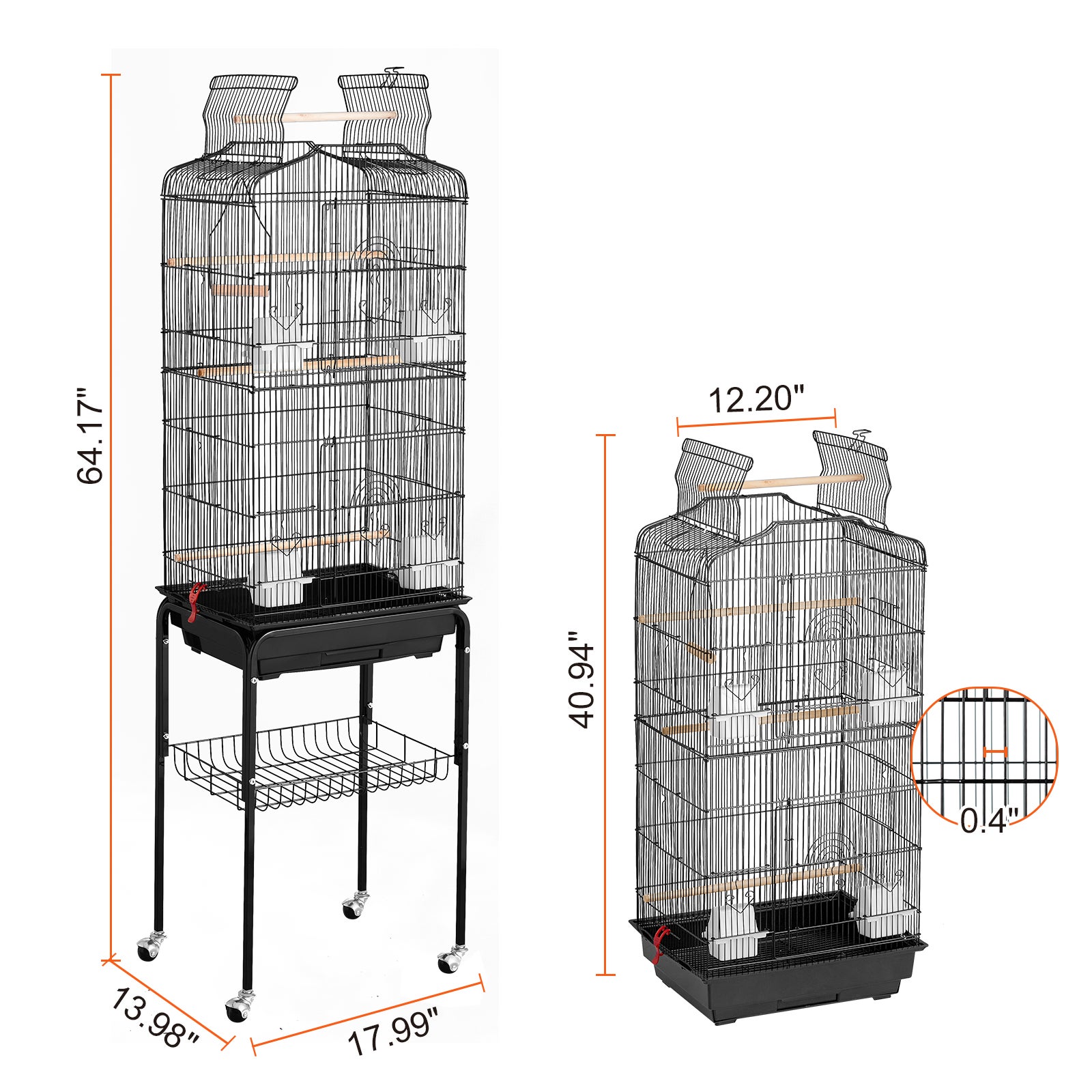 Gabbia per uccelli grande da 157 cm con parte superiore aperta e supporto girevole,SucceBuy ideale per pappagalli e parrocchetti - 2