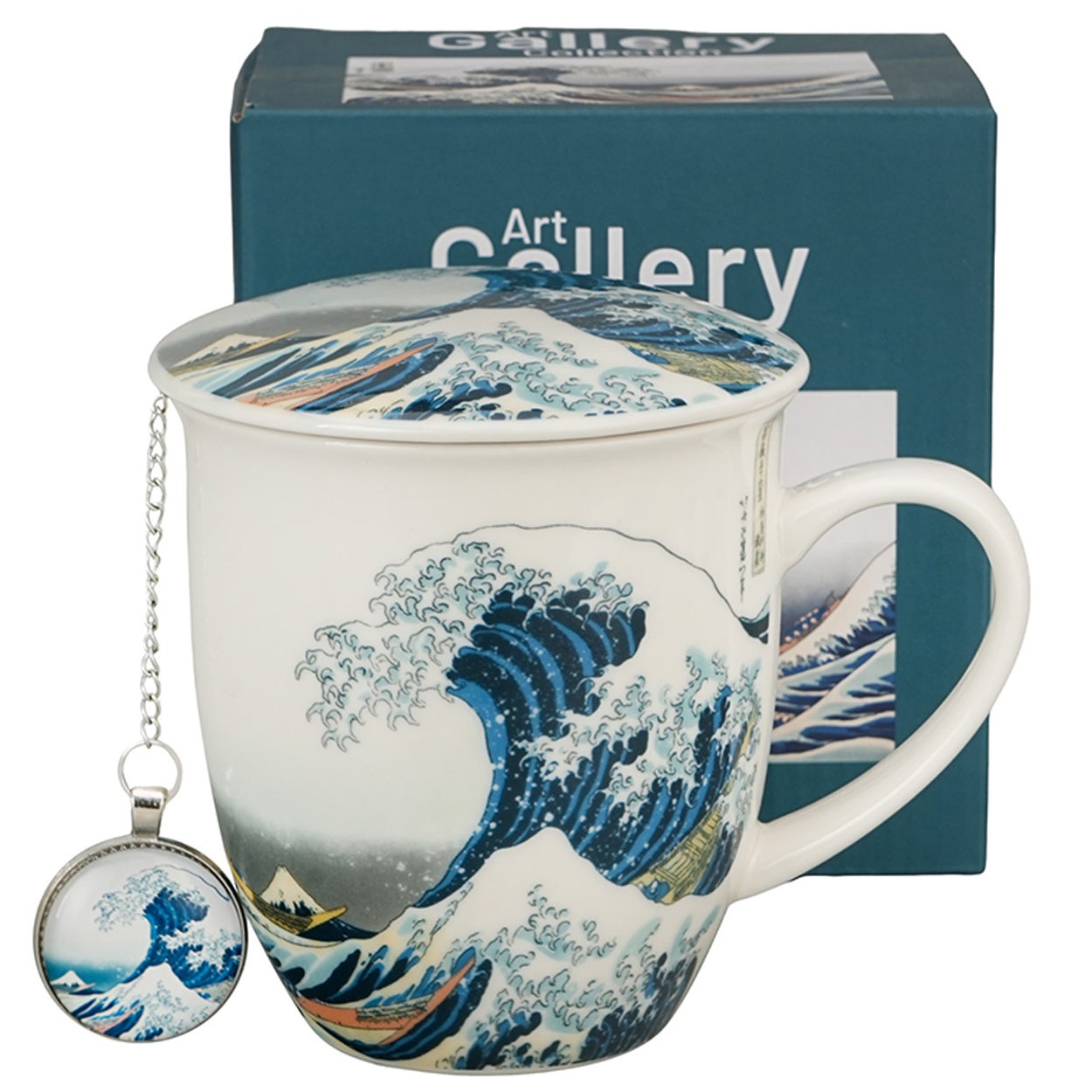 Kubek z zaparzaczem i pokrywką DUO porcelanowy wzór wielobarwny 400 ml 1 szt.