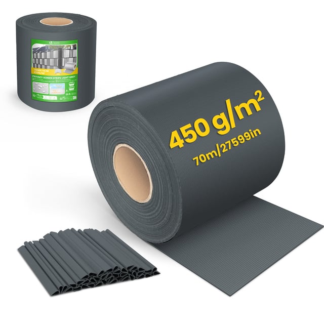 Brise vue occultant PVC 450g/m2 19cm x 70m Anthracite VOUNOT®