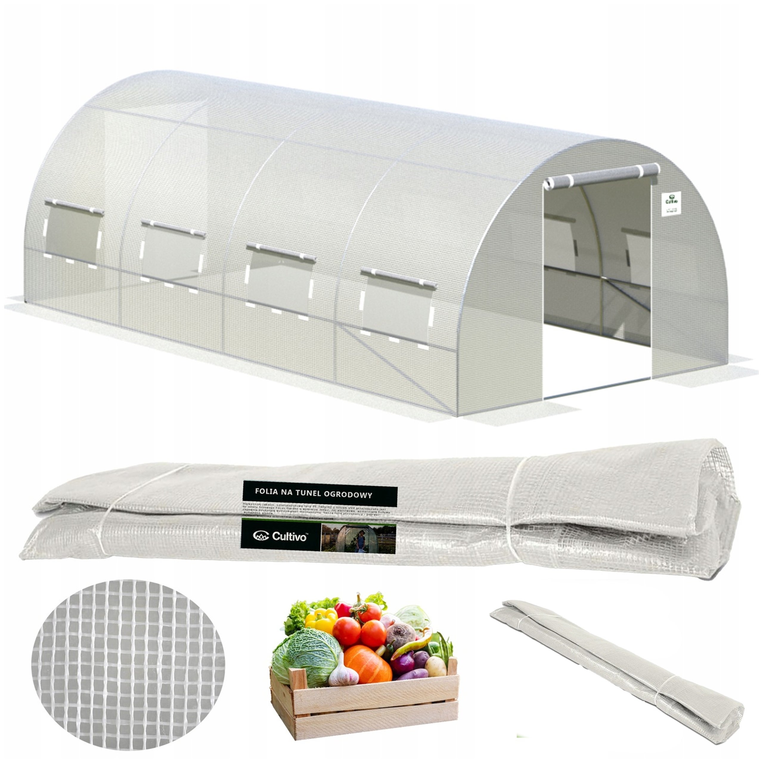 Folia Cultivo Zamienna Na Tunel Ogrodowy Szklarnia 3x6x2 Biały Podwójne Drzwi Uv4 1 szt
