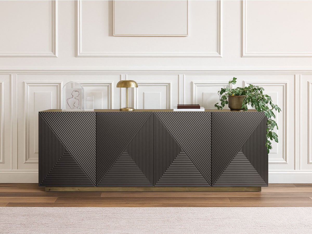 Buffet 4 portes 200 cm ALICE BOBOCHIC Gris foncé | Leroy Merlin