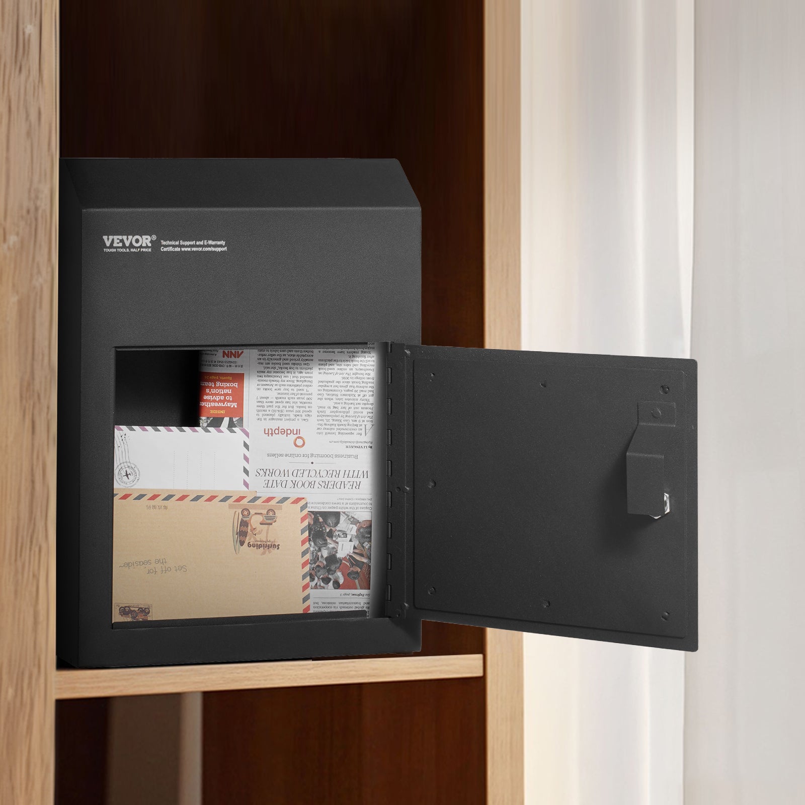 Boîte aux Lettres Encastrable Porte,VEVOR 304x150x405 mm,Boîte Dépôt Courrier Travers la Porte,43 mm,en Acier Robuste,Verrouillage à Clé pour Lettres - 8