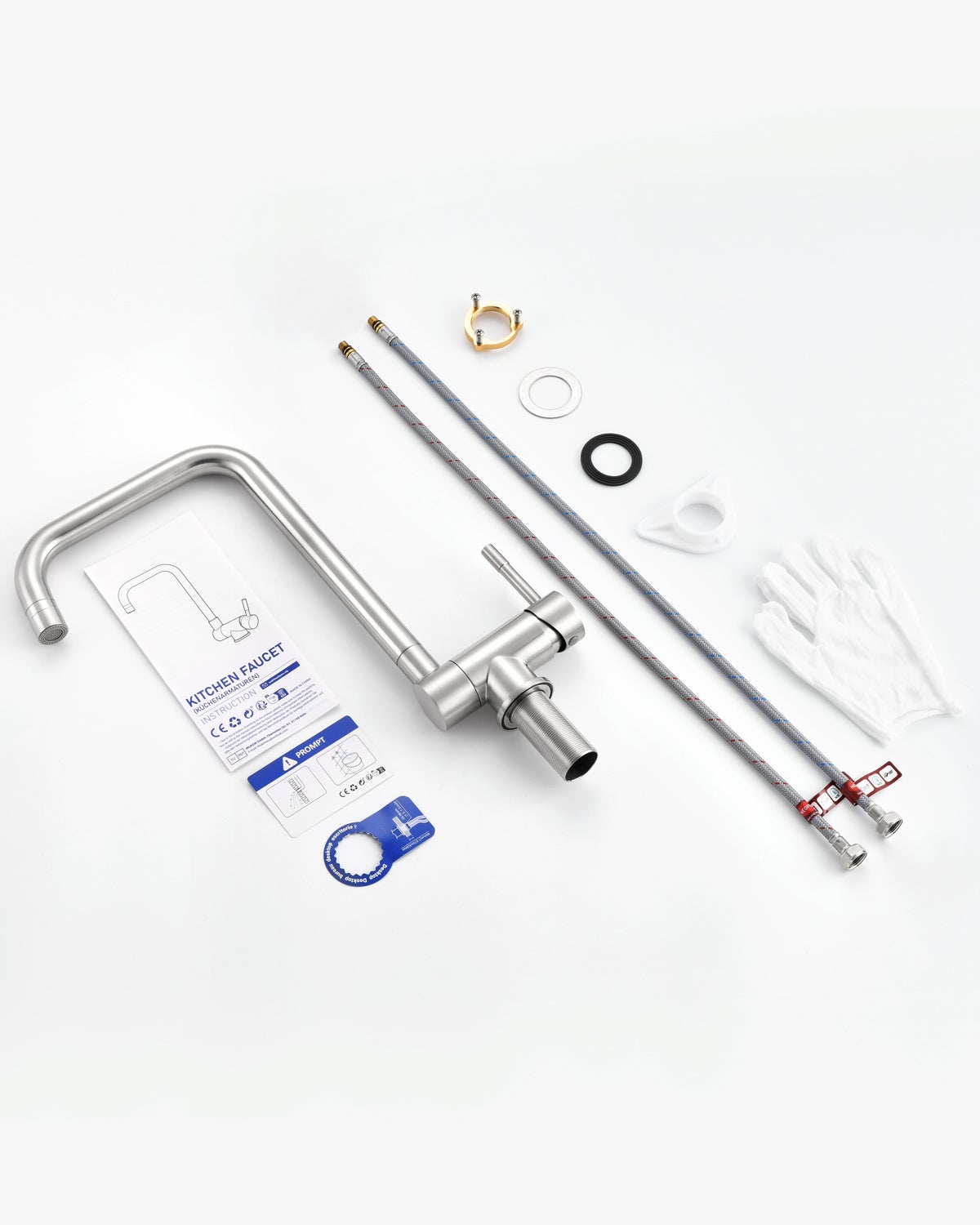 ANYCEE MAX Robinet Cuisine Rabattable avec 2 Jets, Mitigeur Evier Repliable sous Fenêtre Pivotant à 360, Robinetterie Pliable devant Fenêtre Brossé - 8