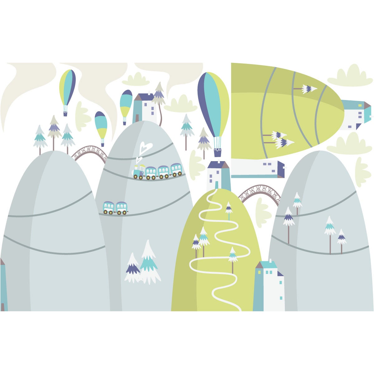 Adesivo mongolfiere mozzafiato delle montagne scandinave - Sticker adesivo - adesivi murali - 100x150cm - 4