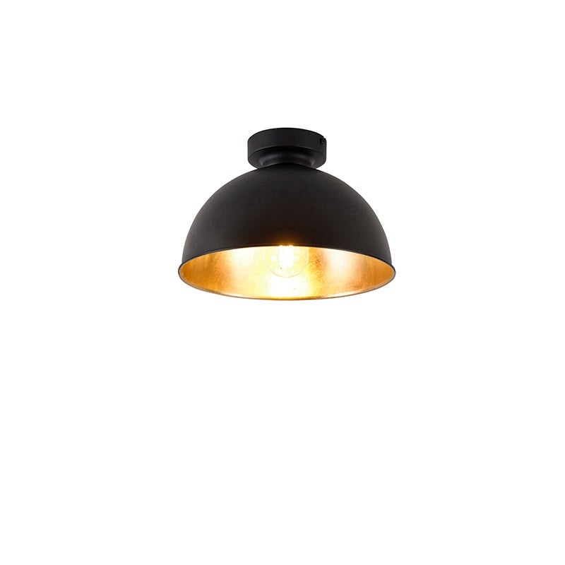 Industrialna lampa sufitowa czarna i złota 28 cm - Magnax