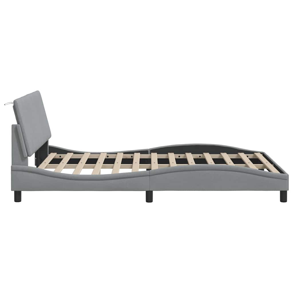 Cadre de lit sans matelas gris clair 120x200 cm tissu - 9