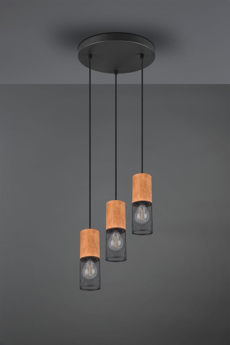 Trio Tosh Suspension Noir 3xE27 - 2