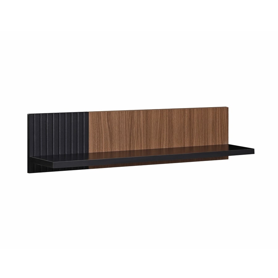 Mensola Da Parete Brigros Toledo 110x20x25 Cm | Legno Noce E Nero | Design Cannettato Per Soggiorno Moderno