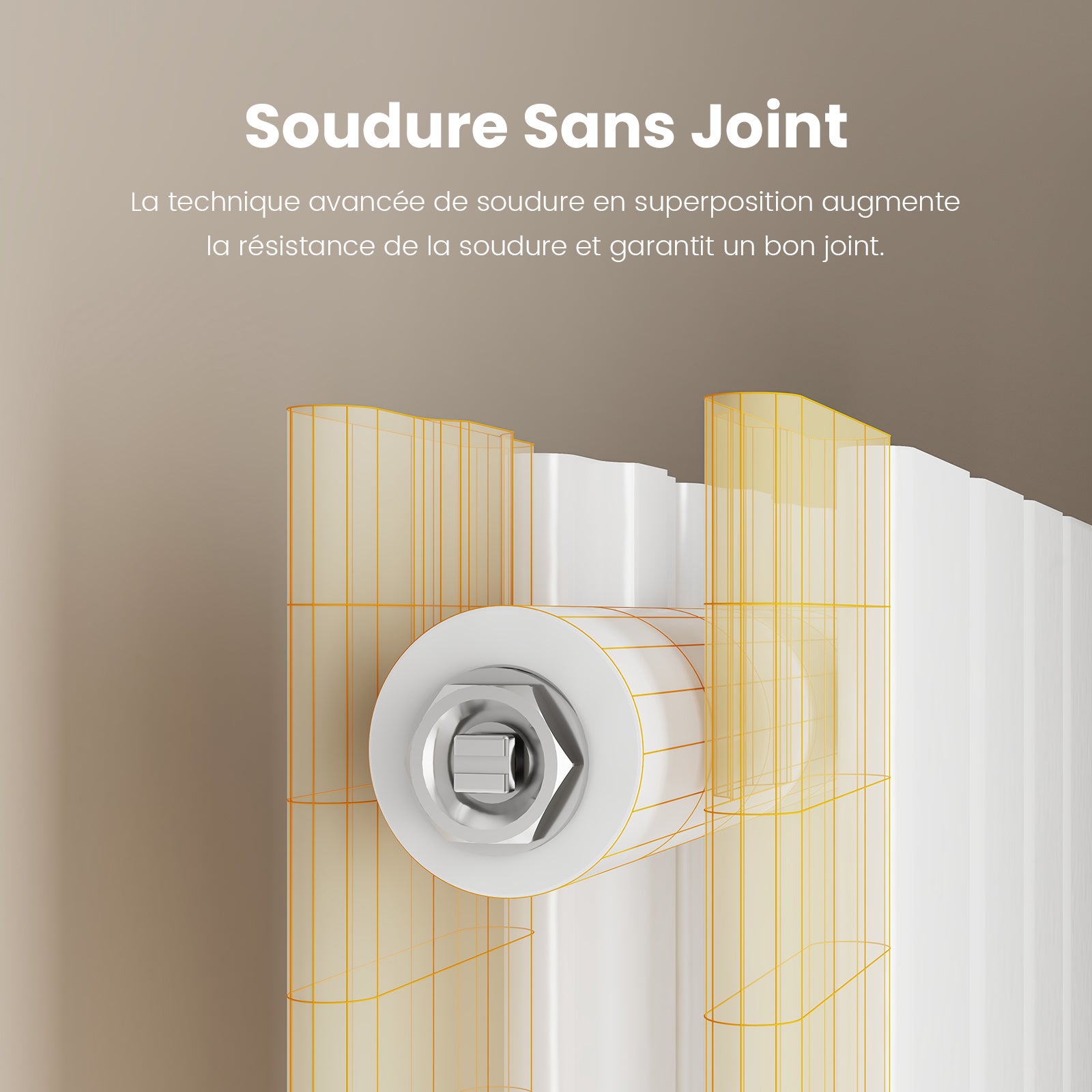 EMKE Radiateur eau chaude en acier Tube Plat Radiateur Mural Blanc 63x100cm 1343W Double Couche - 3