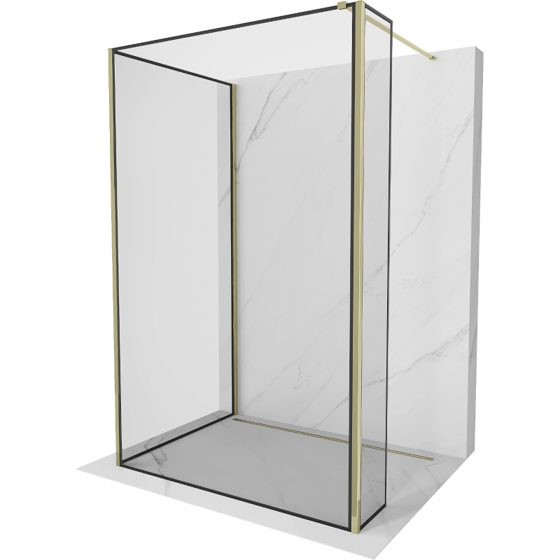 Mexen Kioto ścianka prysznicowa Walk-in 140 x 80 x 30 cm, czarna ramka, złota - 800-140-080-221-50-70-030
