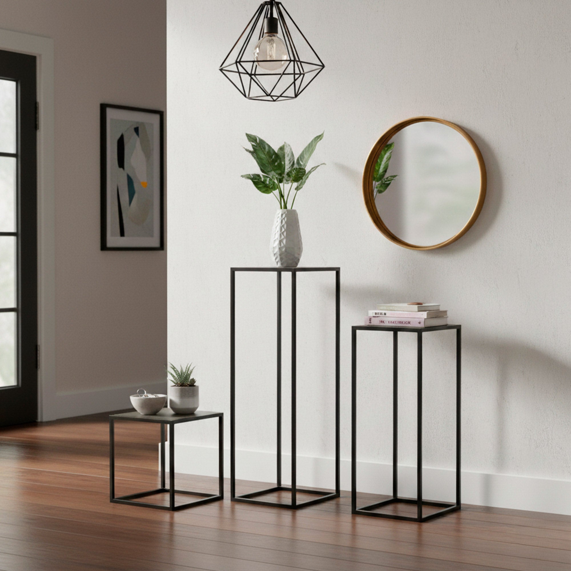 Max Home Lot de 3 tables d'appoint en métal de différentes hauteurs - 2