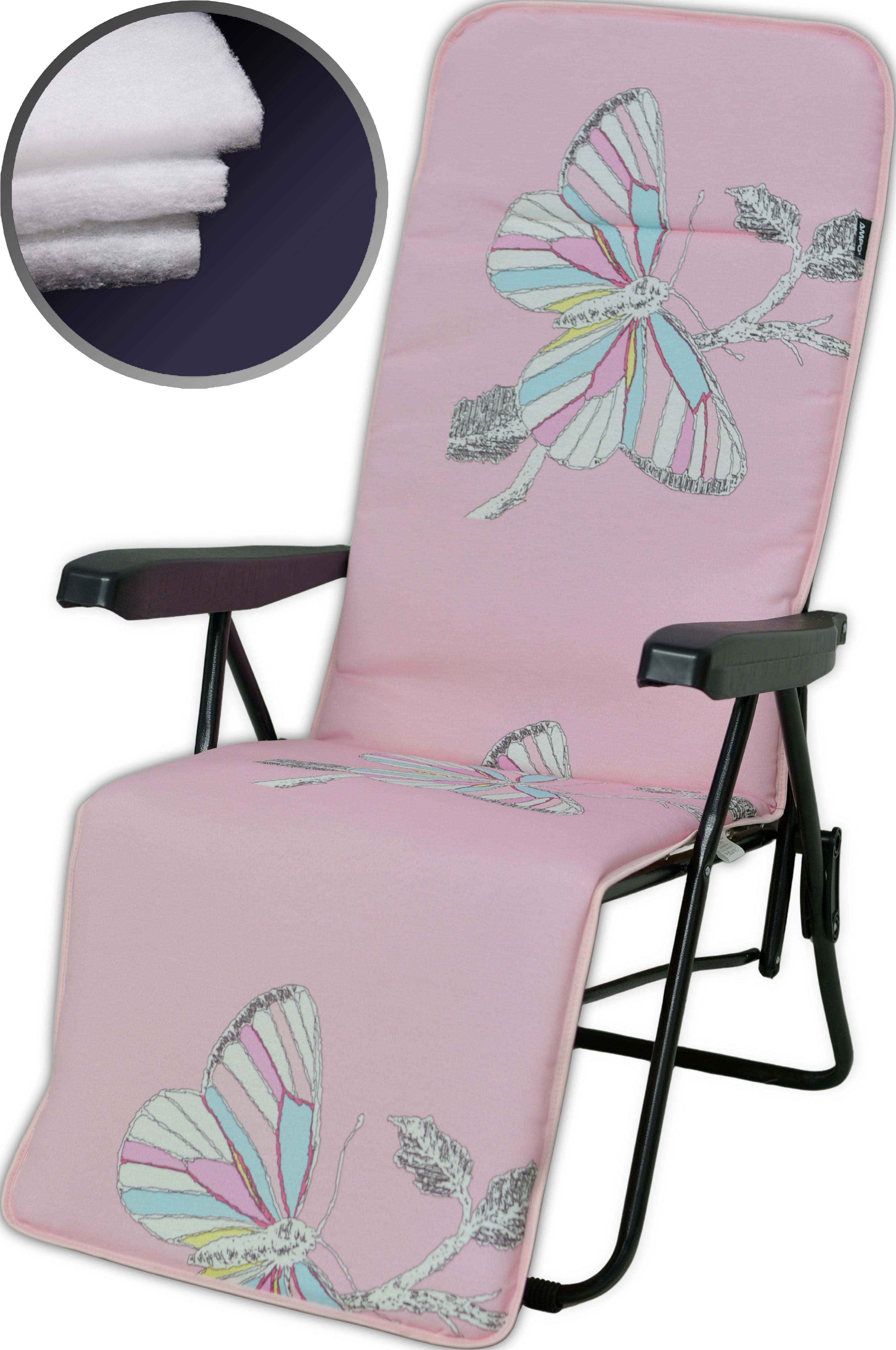 Poduszka na leżak fotel z podnóżkiem AMPO różowy szary 1 szt.