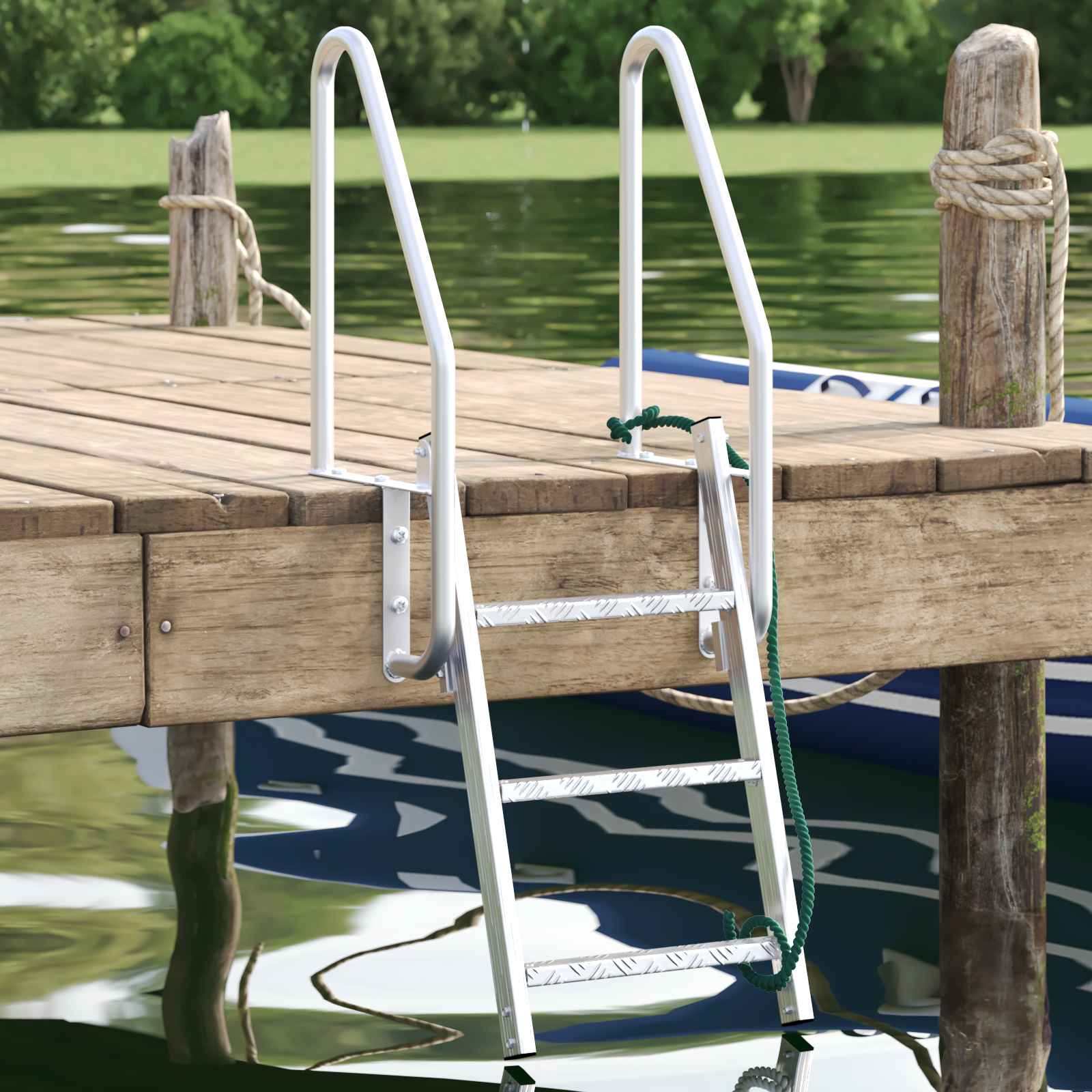 Escalera de muelle de 3 pasos plateado 58 x 77 x 144 cm vidaxl