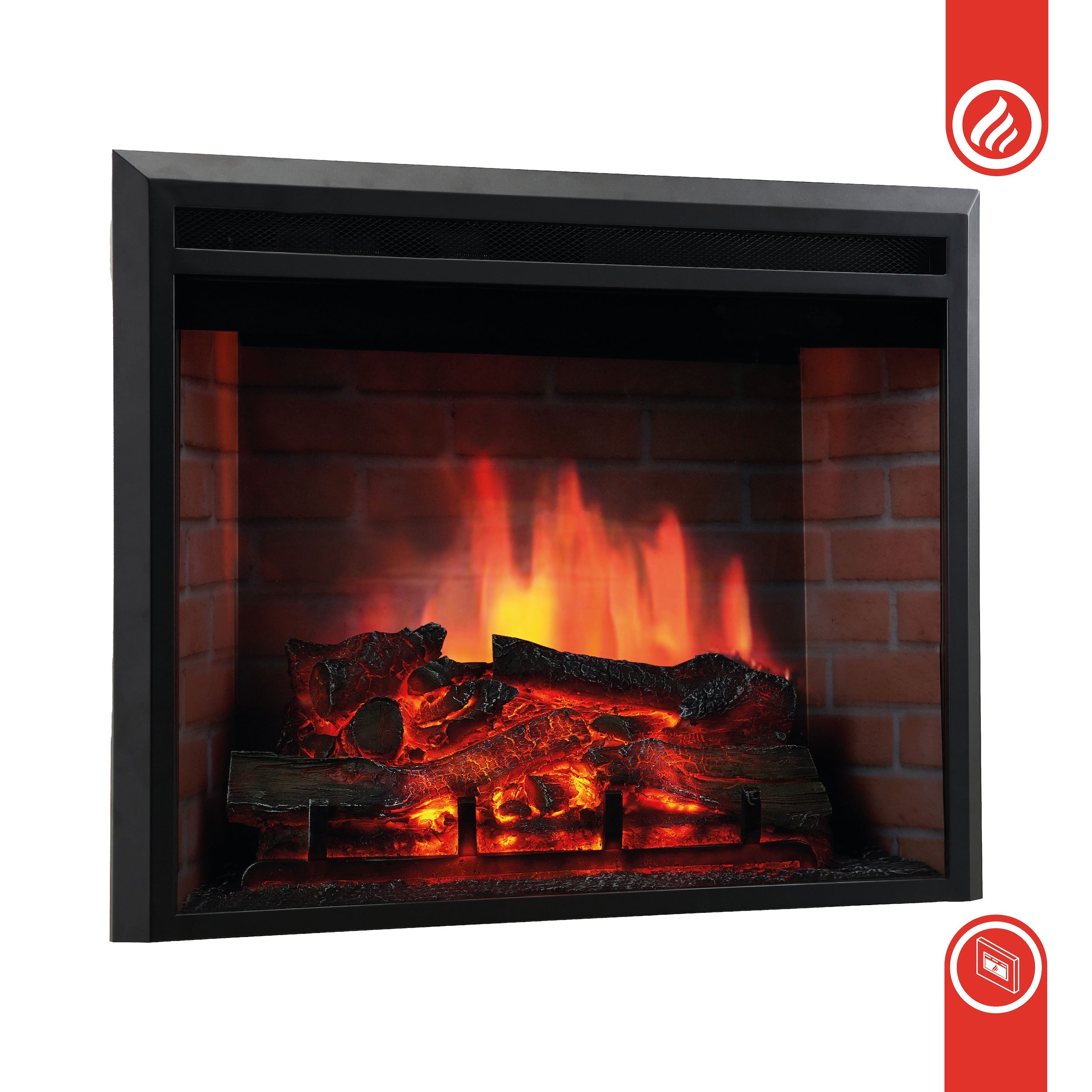 KAMINIO Cheminée électrique LUCA - Cheminée encastrable avec chauffage, effet de flamme 3D, 12 couleurs de flammes, télécommande - 23 pouces - 9