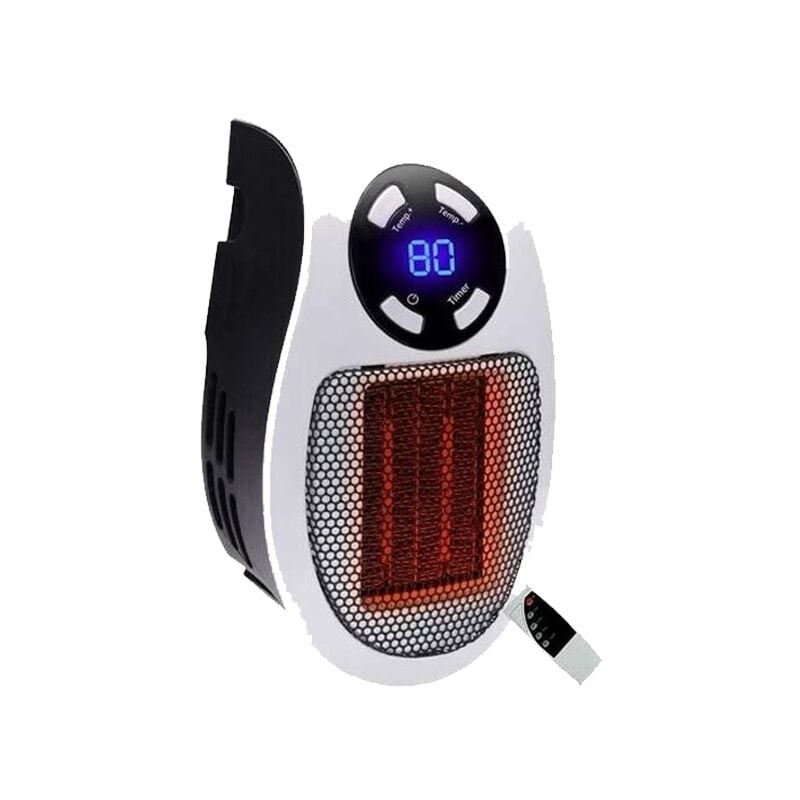 Miniaturowy ceramiczny termowentylator, przenośny grzejnik z termostatem i timerem (biały – z pilotem)