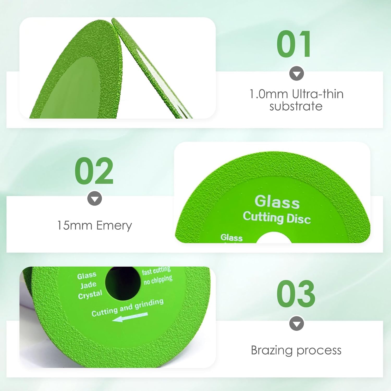 Lot 2 disques diamantés 100mm – Coupe verre, carrelage, porcelaine – Adapté meuleuse angle, précision verte - 3