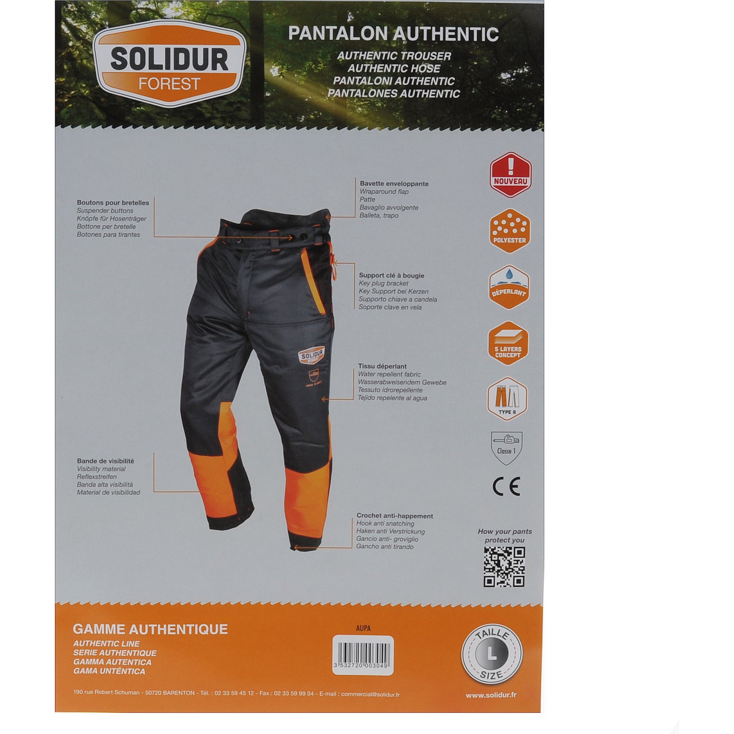 Pantalon Authentic classe 1 type A gris - Solidur - Taille S - 3