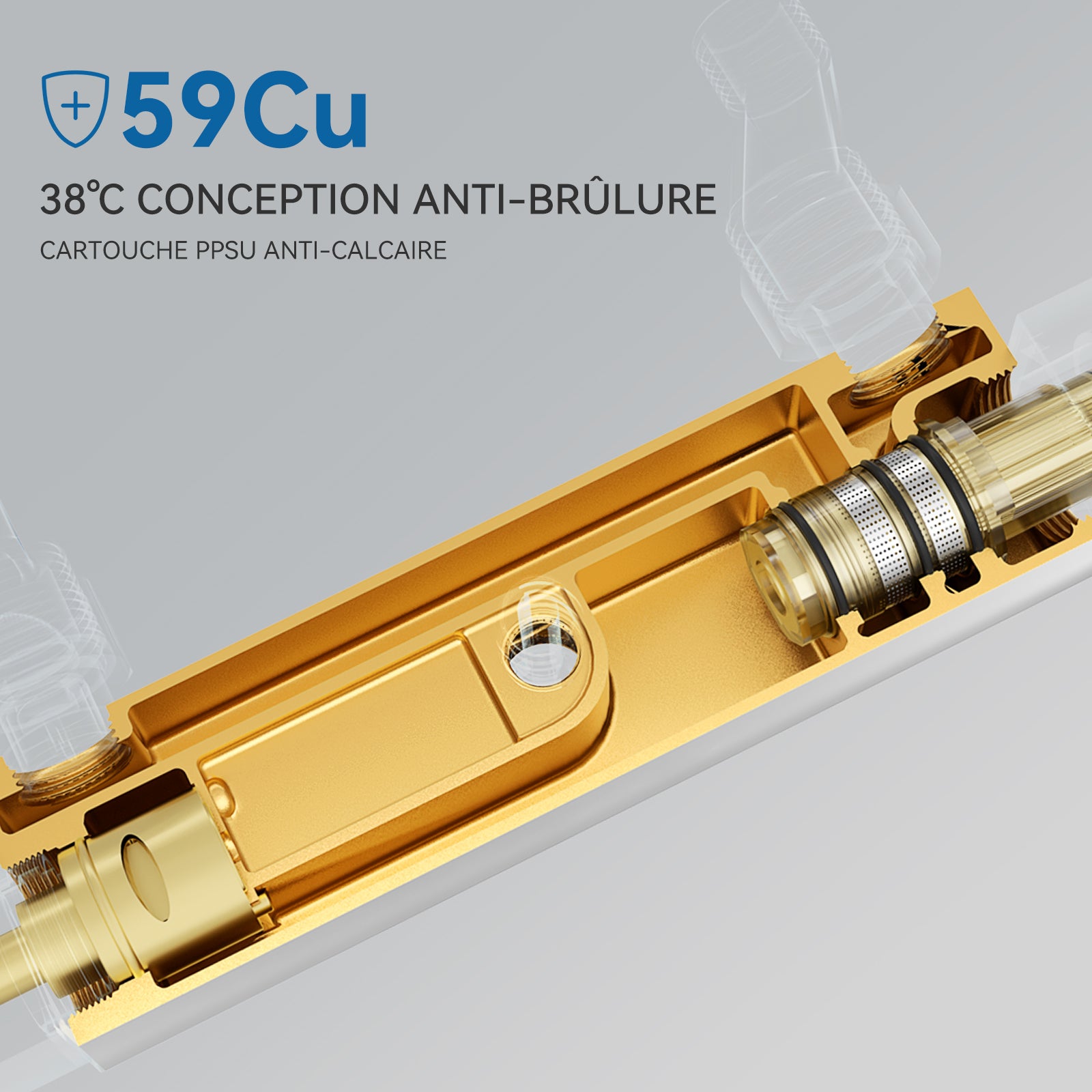 Colonne Douche Thermostatique 2 Fonctions Ensemble Douche Thermostat,Tête douche 12 pouces,Système Douche, Hauteur Réglable 96-130cm,Chromé - 9