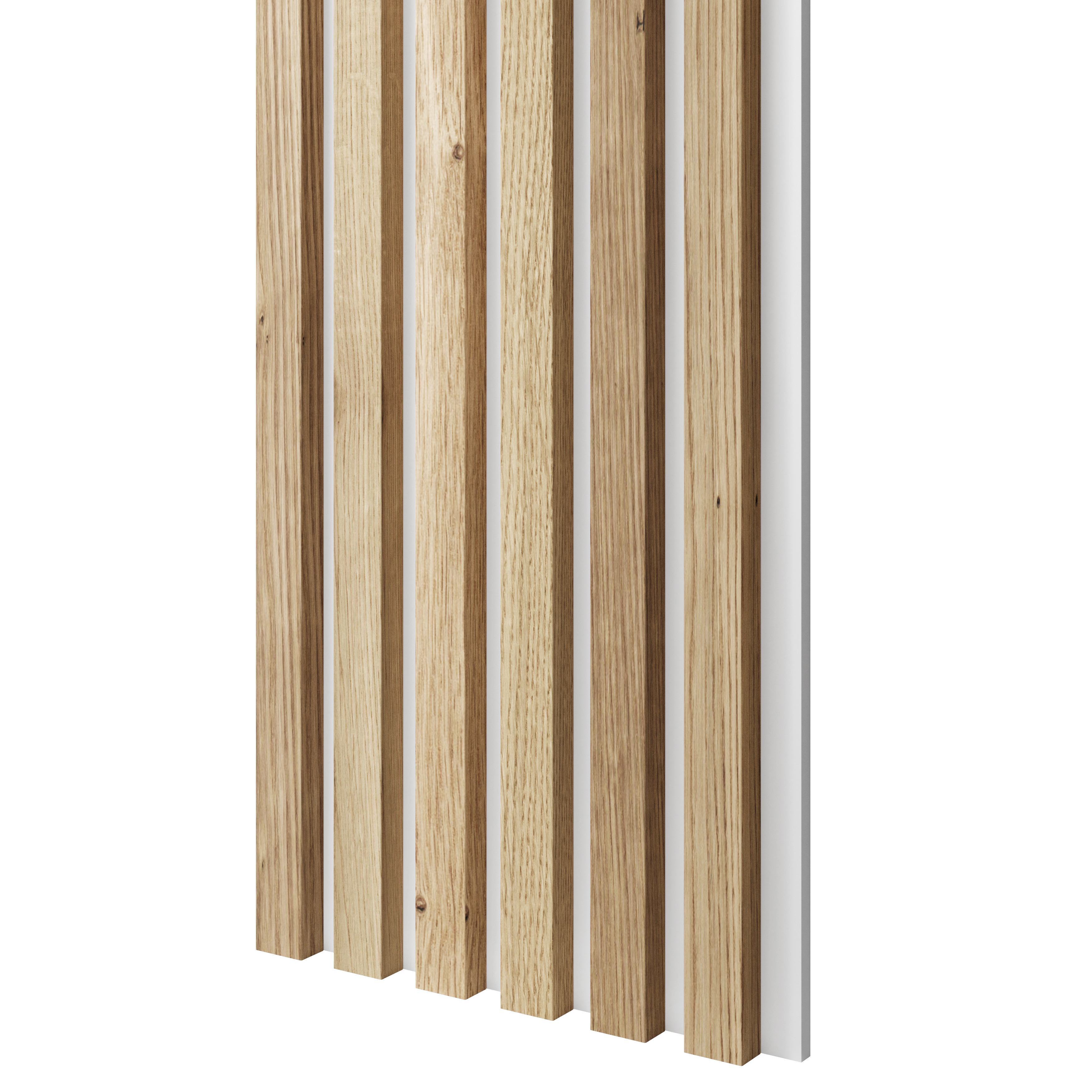 Lamele slim na białej płycie MDF LAMELE3D - Fornir Dębowy
