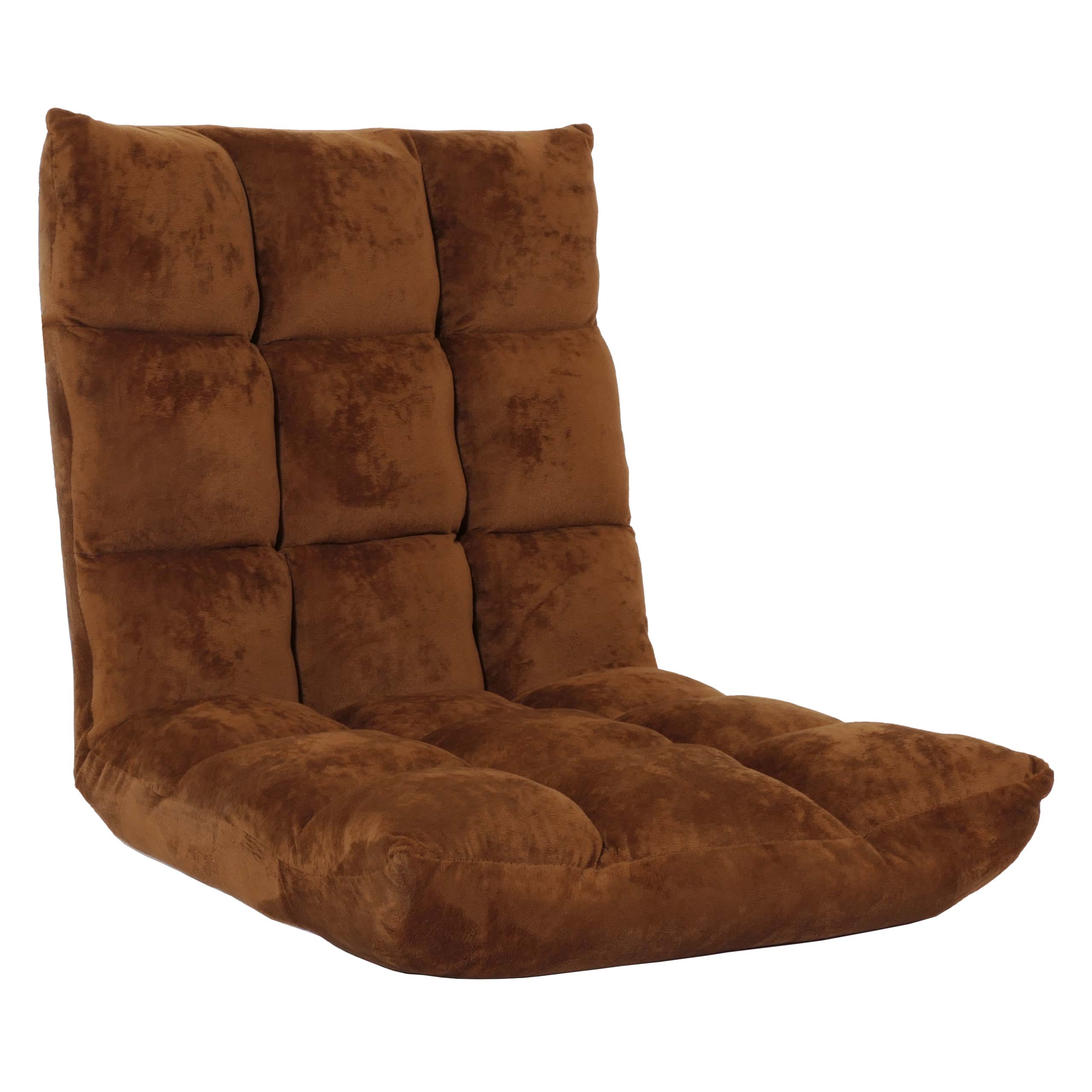 Fotel podłogowy HWC-N43, rozkładany fotel podłogowy z poduszką 6 pozycji rozkładania, solidna rama aksamitna ~ ciemny brąz