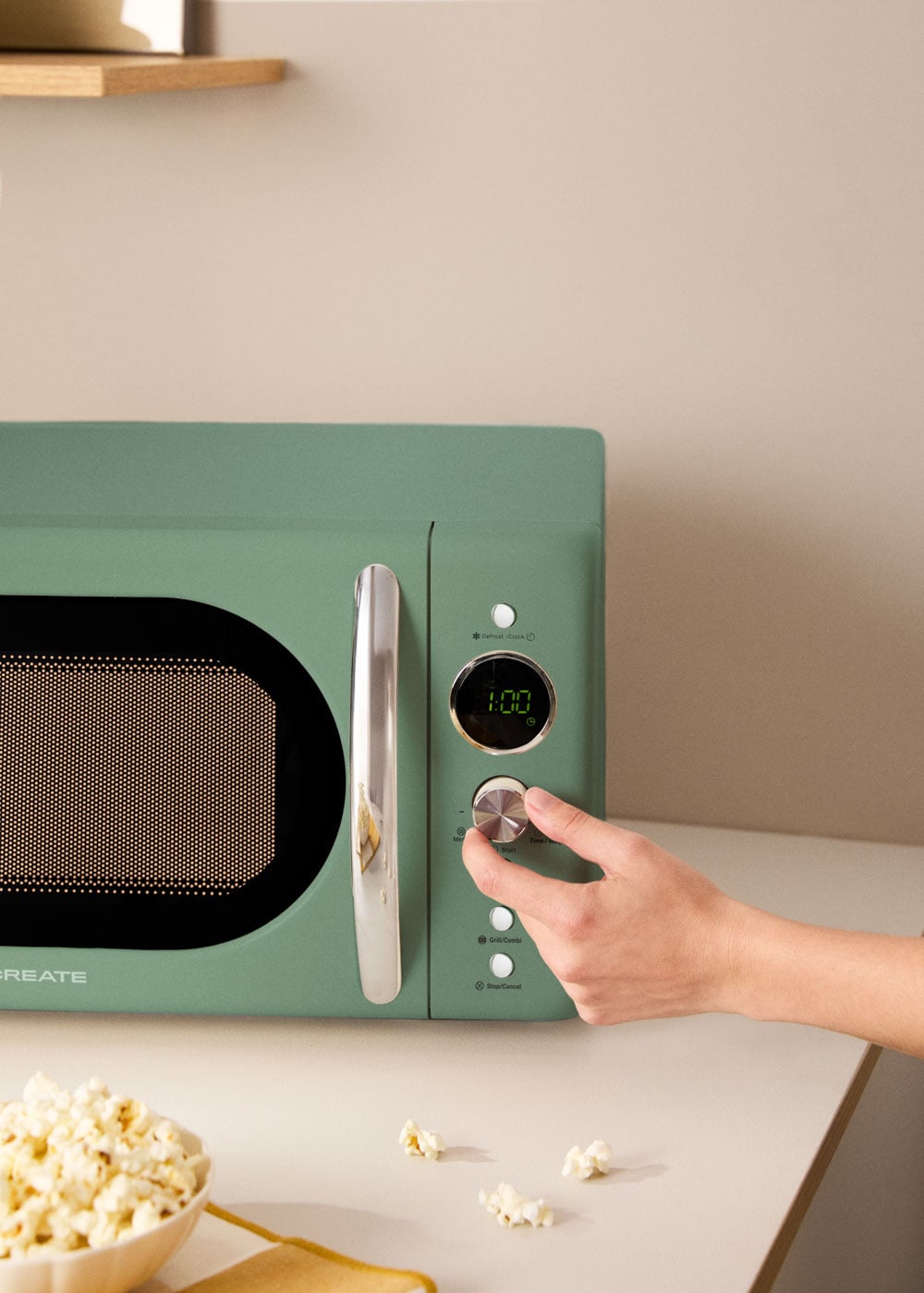 CREATE - MICROWAVE RETRO - Micro-ondes 20L gril numérique 900W- Sauge - 4