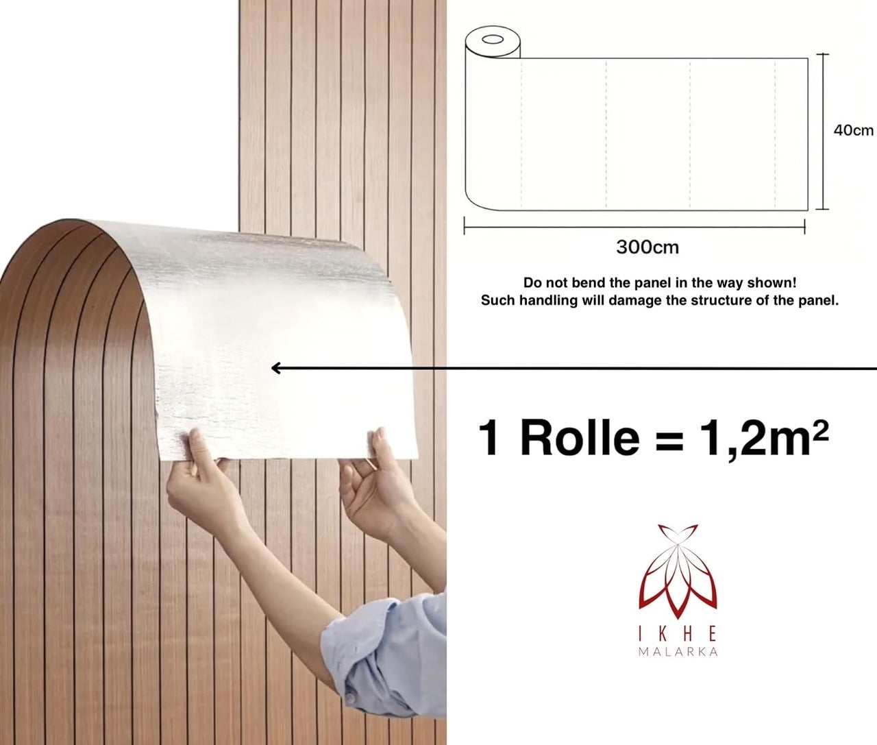 1,2 m² Panneau mural imitation lamelles bois, rouleau auto-adhésif 40×300 cm, ép. 2,8 mm, PVC + mousse PE R02 - 6