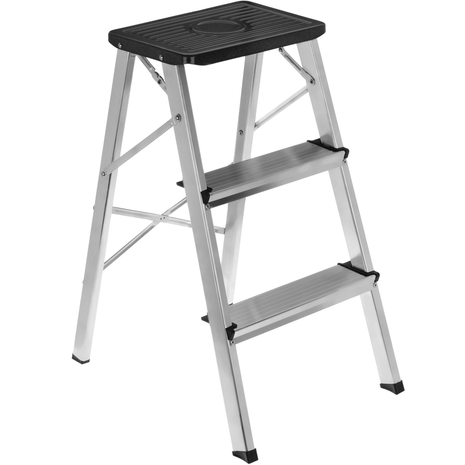 Taburete plegable de aluminio con relieve antideslizante y 3 peldaños de 0.66 m