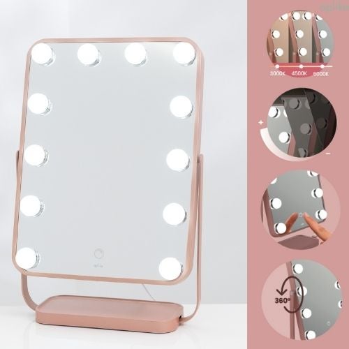 Specchio di cortesia a LED con sensore tattile, rotazione a 360°, intensità e temperatura di colore dimmerabili HOLLYWOOD STUDIO - 2