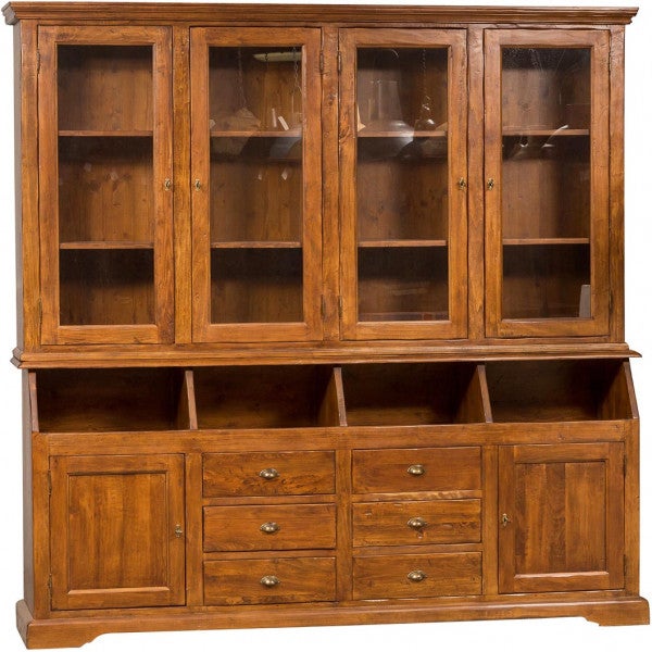 BISCOTTINI Librería - Madera maciza con acabado en nogal antiguo ...