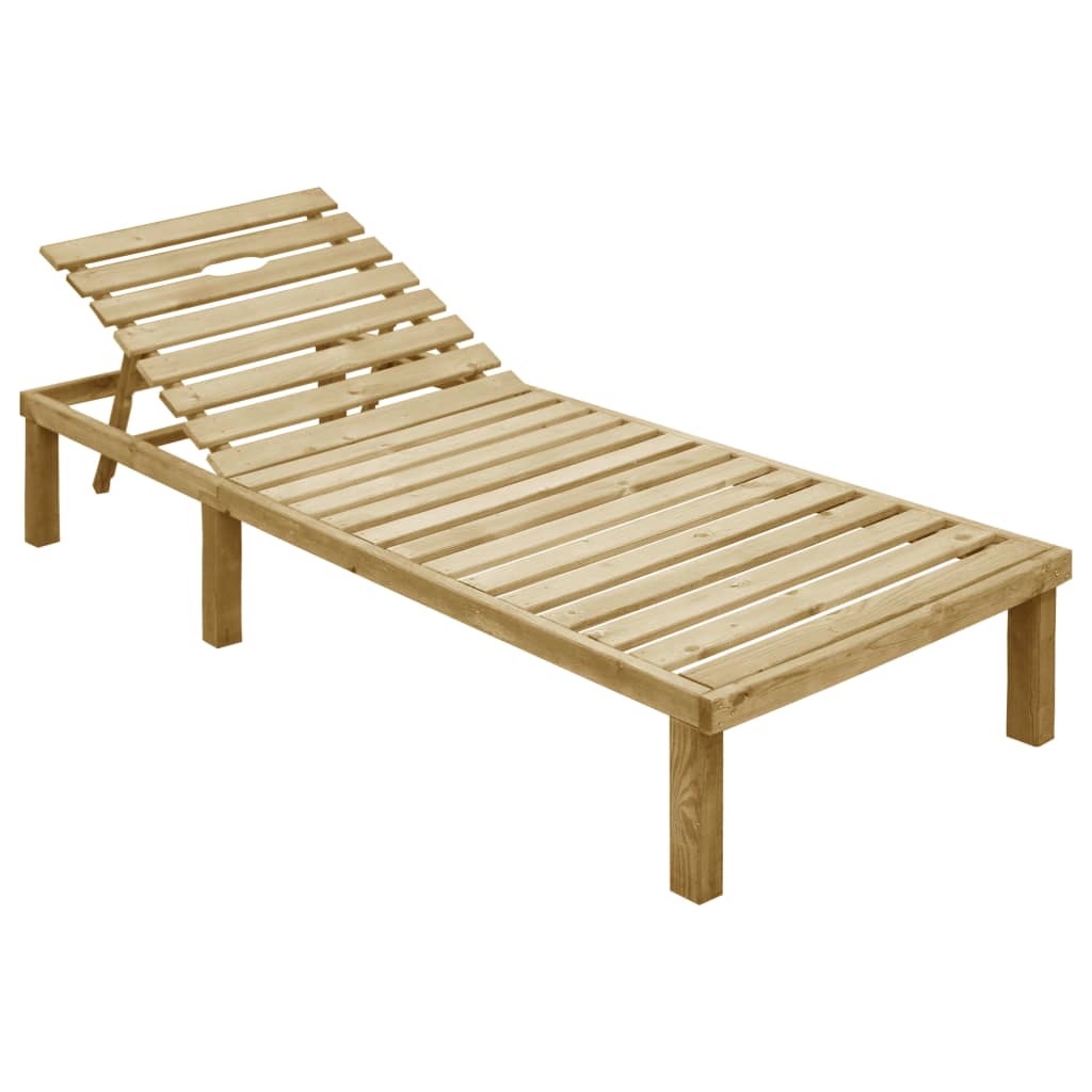 Chaise longue avec coussin noir Bois de pin imprégné 2 - 2