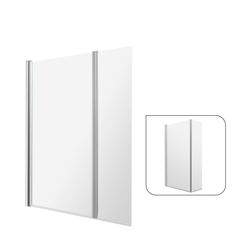 Parawan nawannowy uchylny, przezroczysty, chromowany, wys. 140 x szer. 115 cm Essential - 2