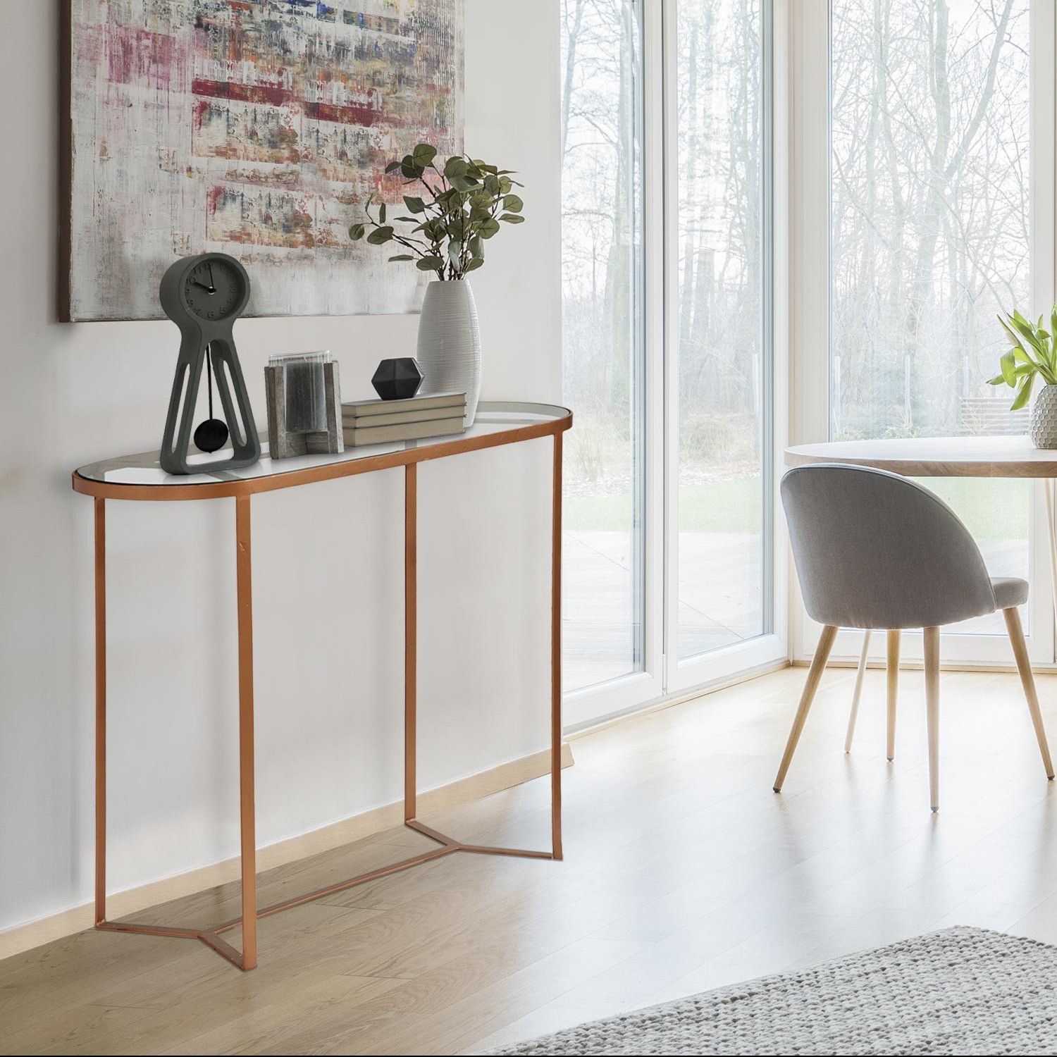 Console Totem Verre et Métal Cuivré - 2