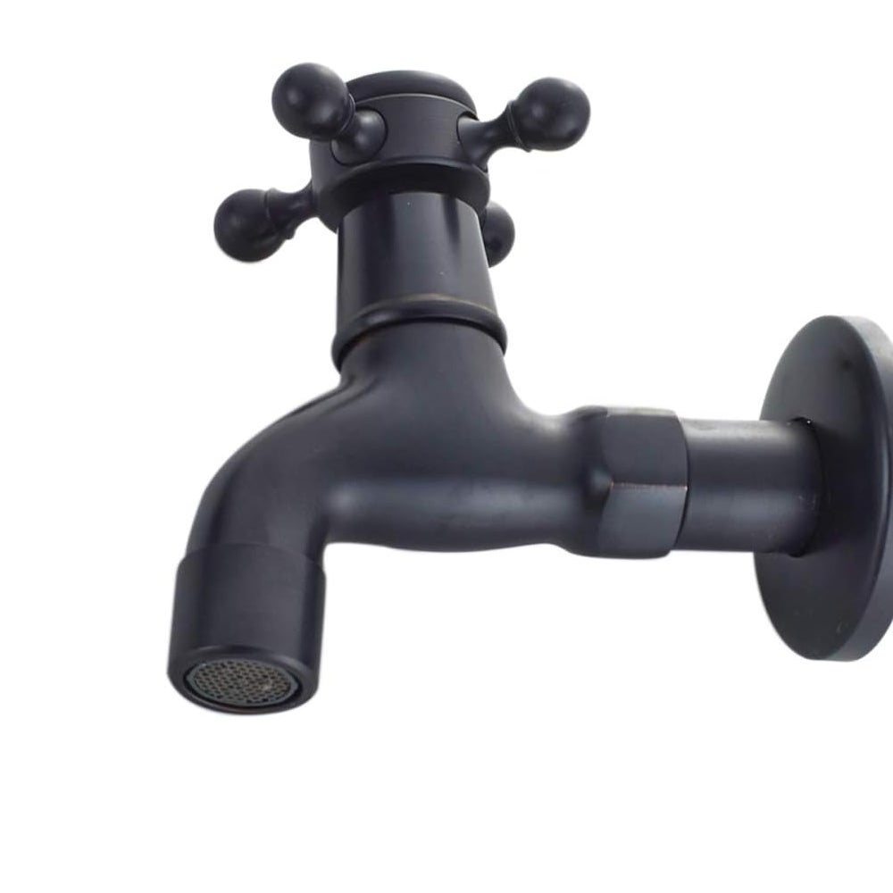 Robinet D'Eau Froide Mural En Laiton Antique - Poignée Croix, Raccord G1/2, Pour Machine à Laver, Salle De Bain