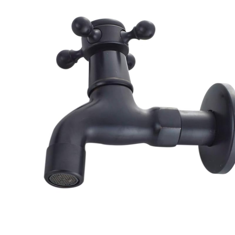 Klasyczny kran jednouchwytowy G1/2" do zimnej wody - ścienny kran umywalkowy do łazienki (czarny)